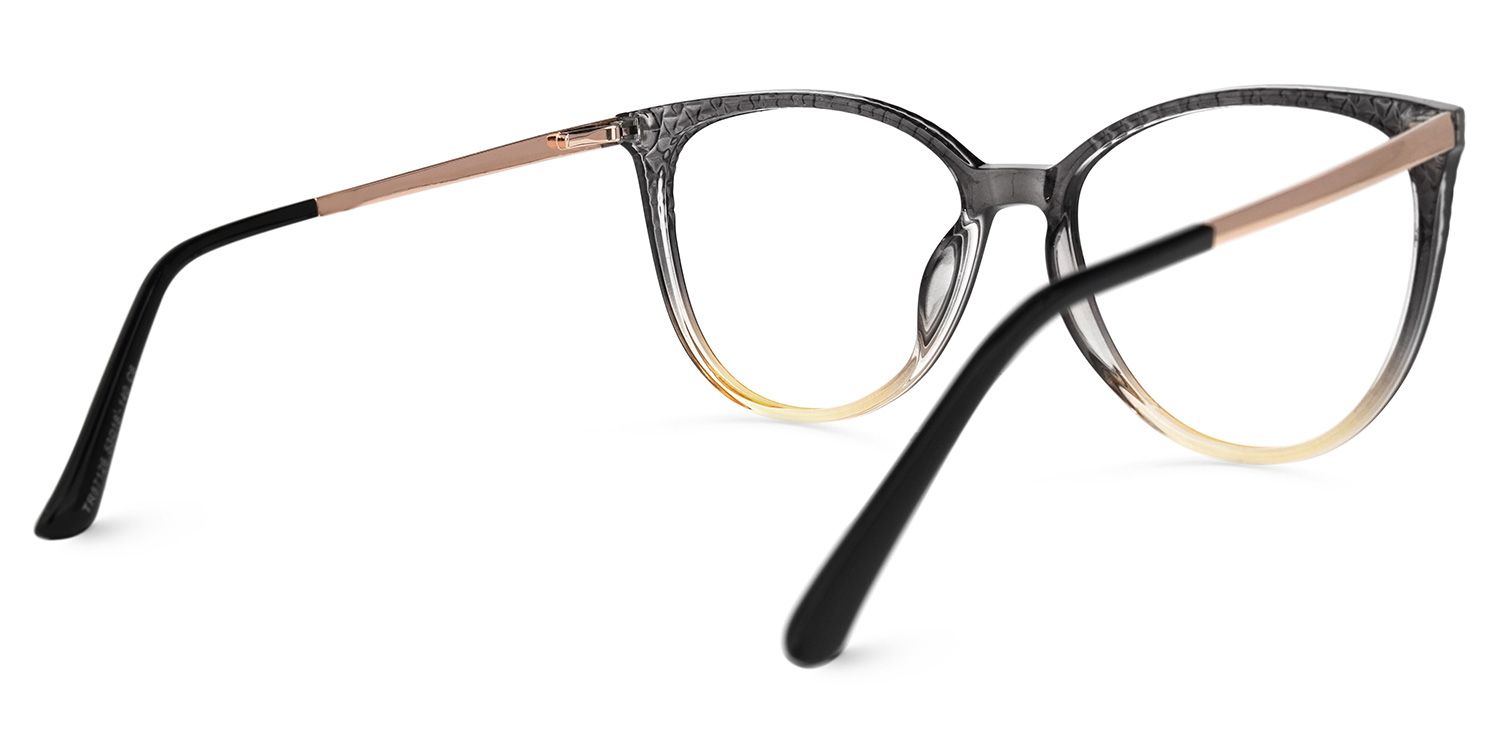 Wanda Noir-Jaune Cateye Lunettes2