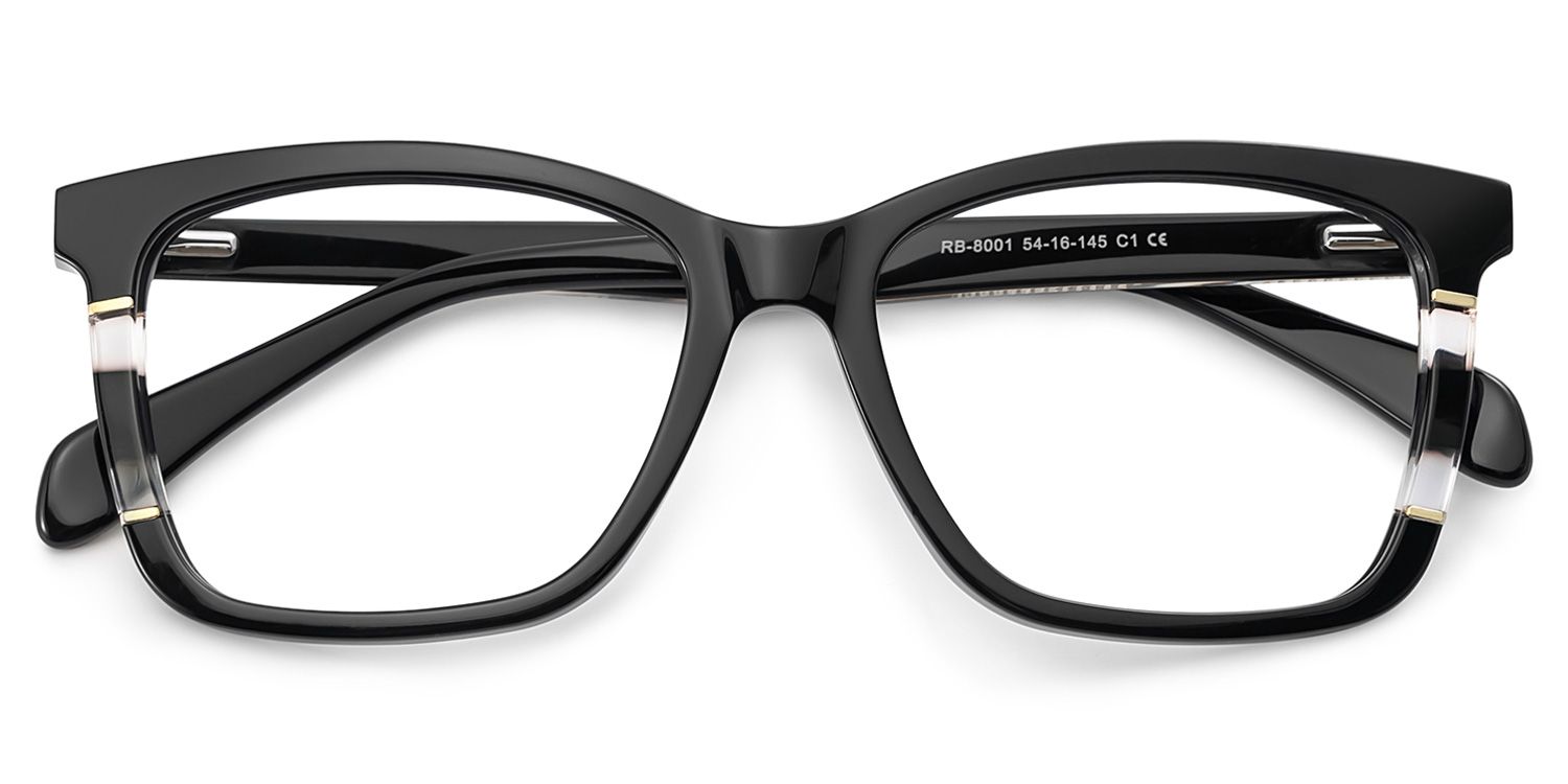 Clara Noir Rectangle Lunettes1