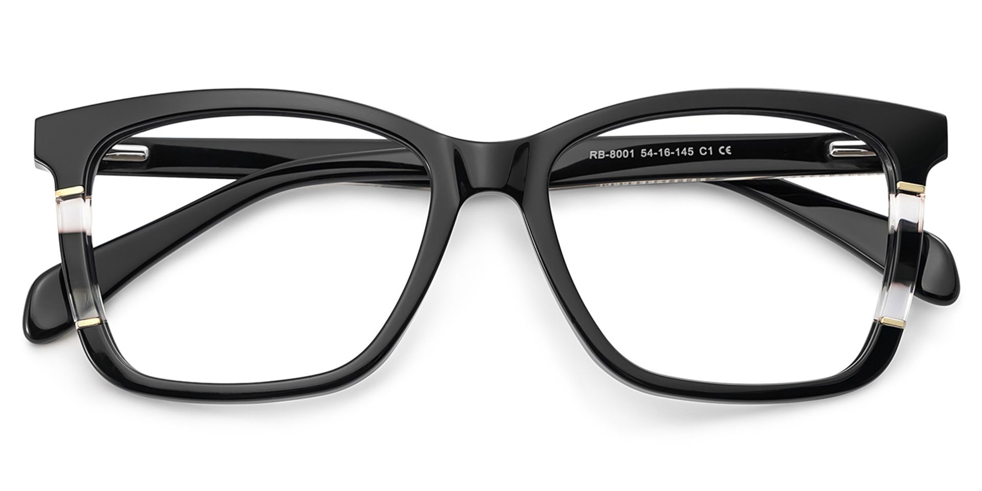 Clara Noir Rectangle Lunettes1