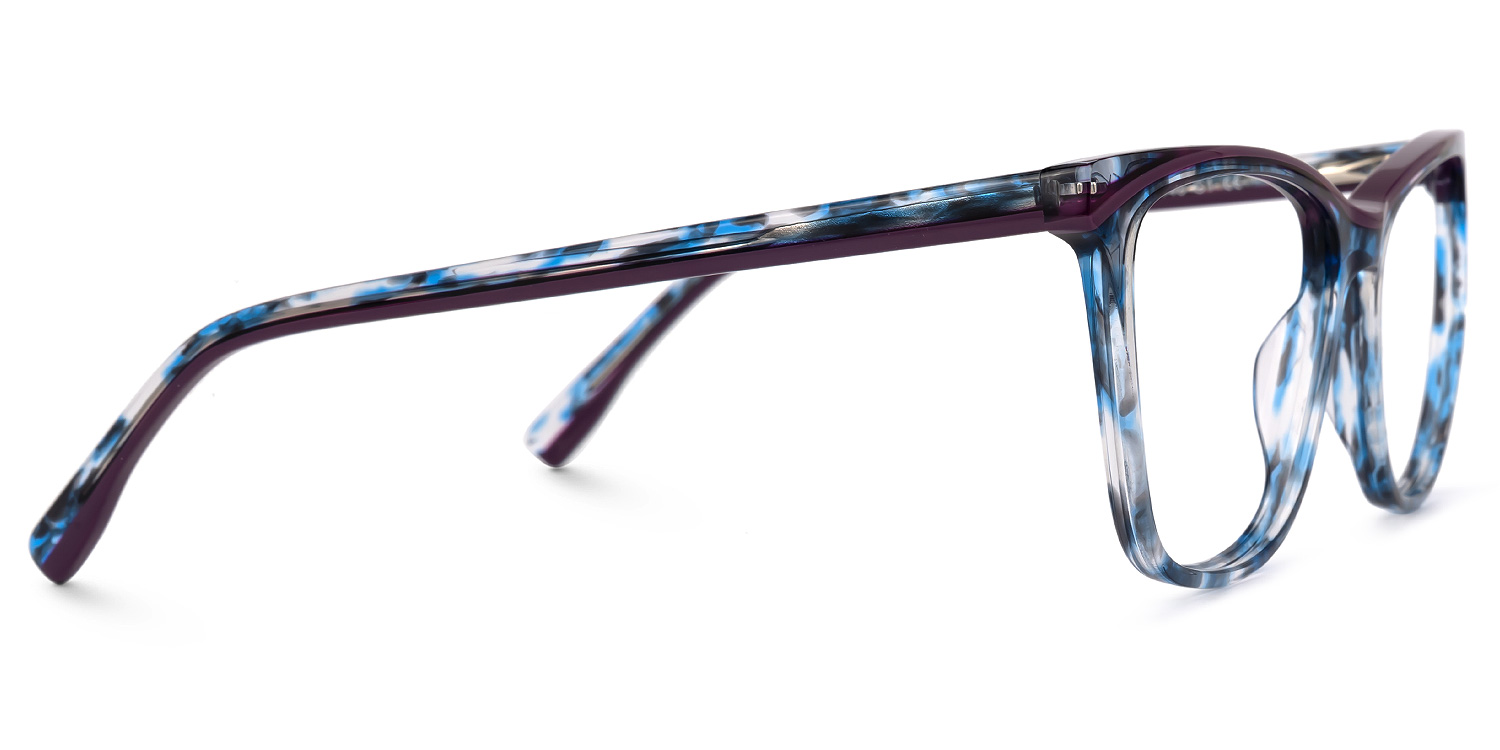 Mahalia Bleue Floral Rectangle Lunettes2
