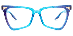 Cicely Bleu Géométrique lunettes0