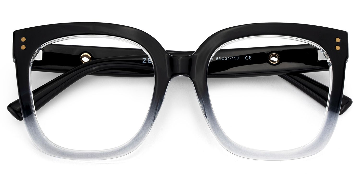 Ebony Noir Cristal Carré Lunettes1