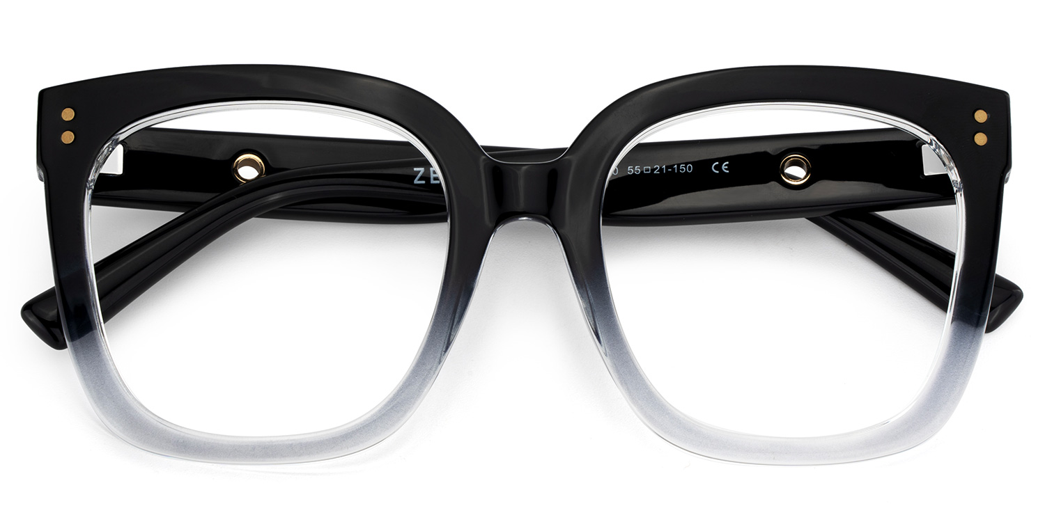 Ebony Noir Cristal Carré Lunettes1