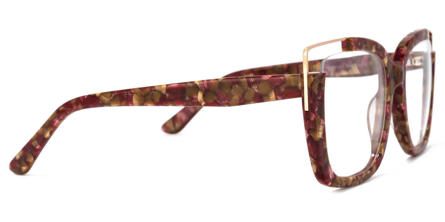 Dortch Rouge-Floral Carré Lunettes3