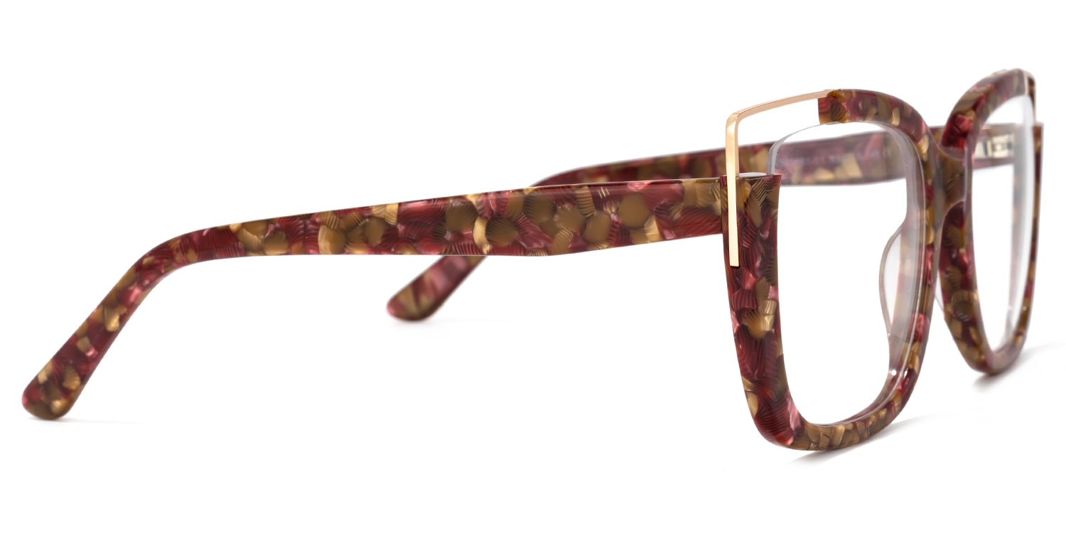 Dortch Rouge-Floral Carré Lunettes3