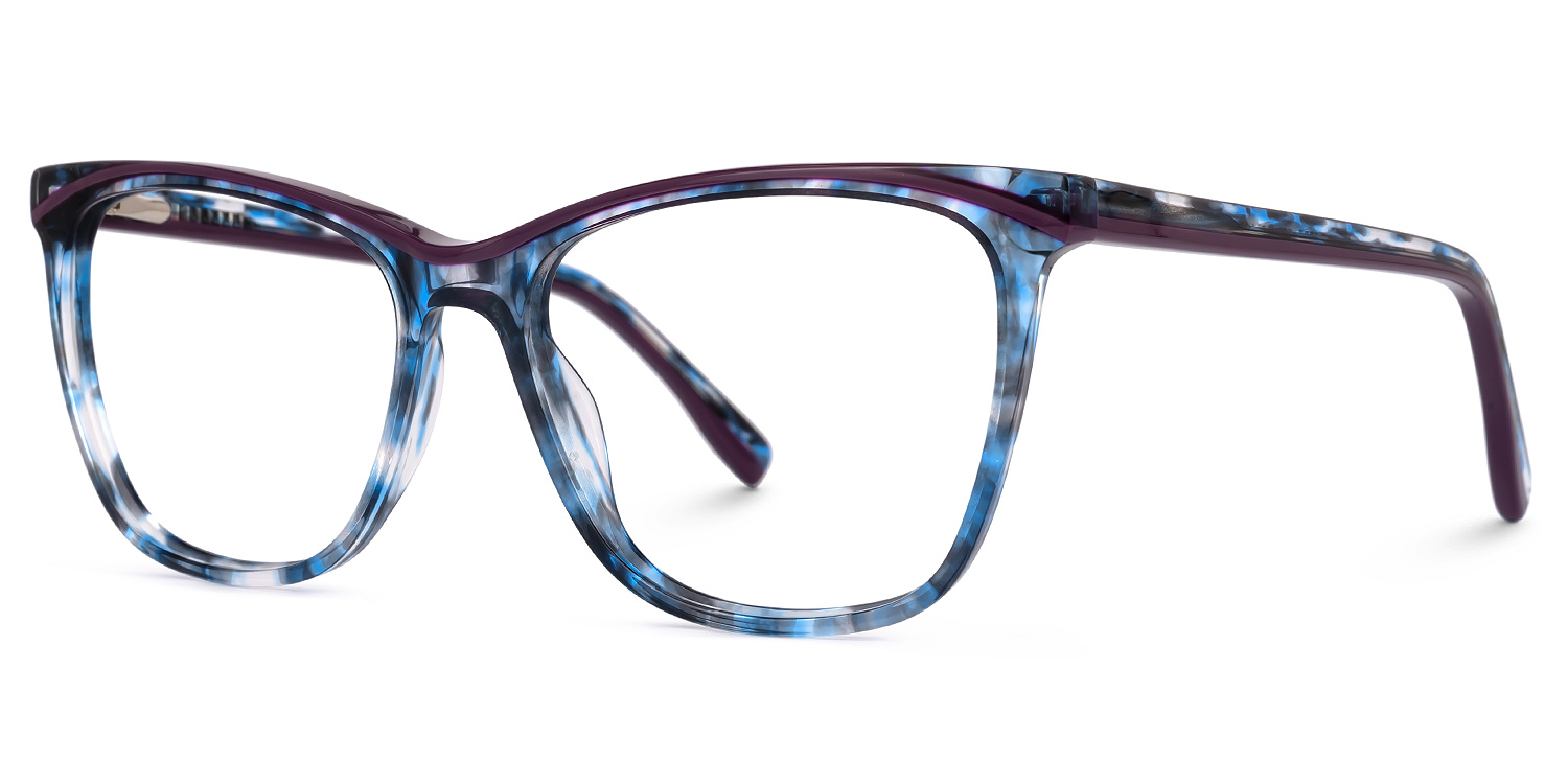 Mahalia Bleue Floral Rectangle Lunettes1
