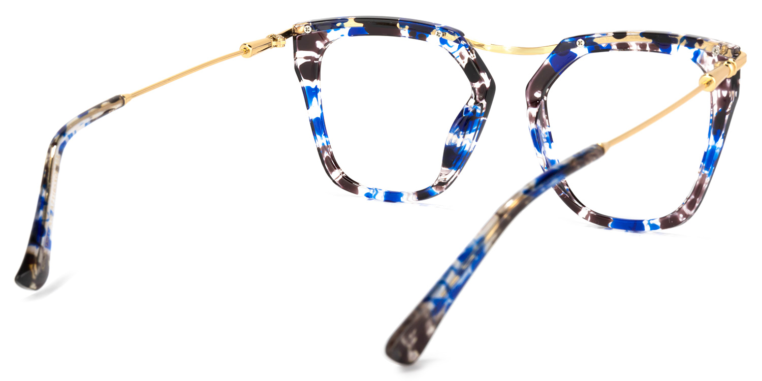 Yadiel Bleue Floral Géométrique Lunettes4