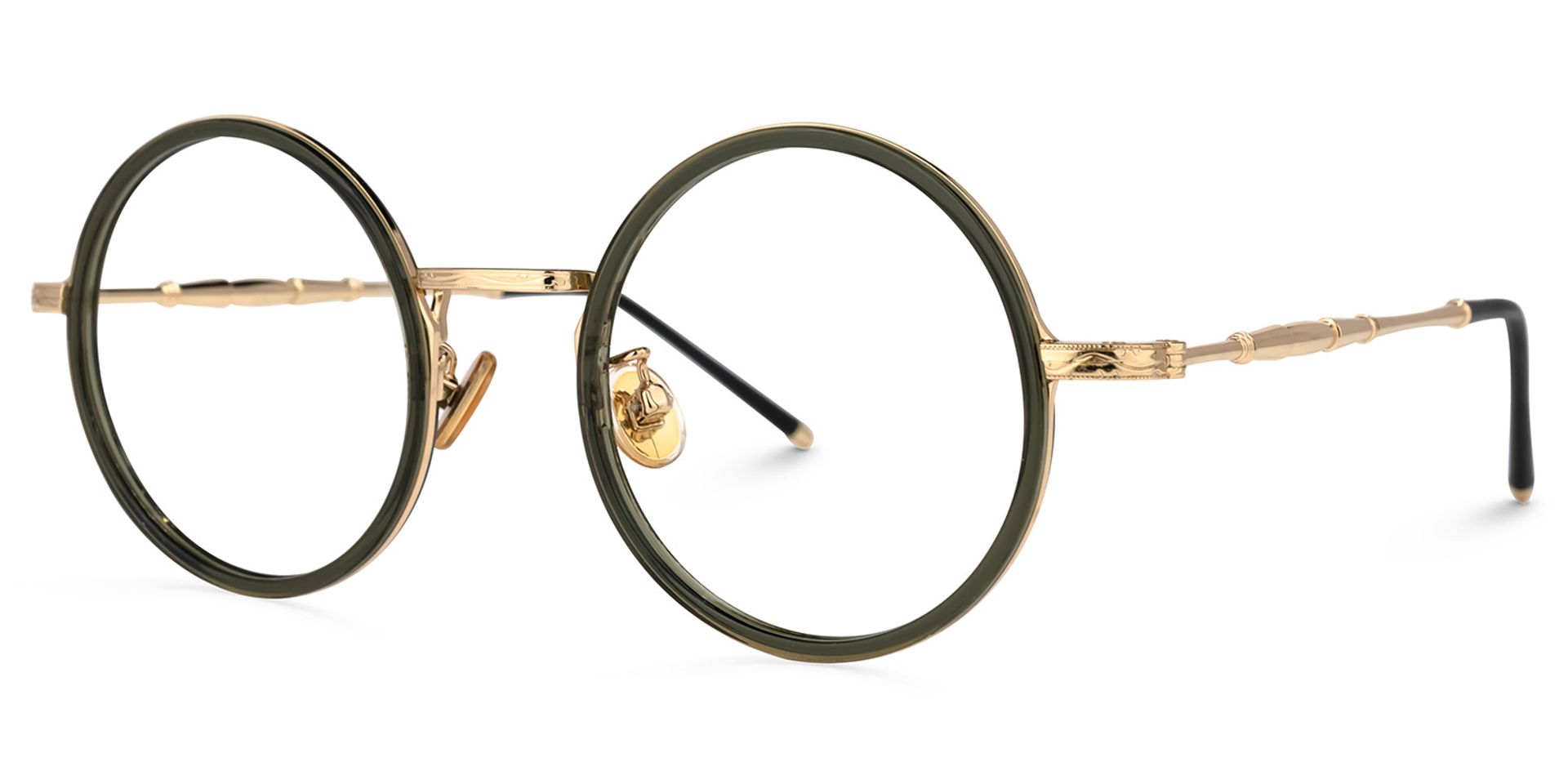 Rina Or Vert Ronde Lunettes1