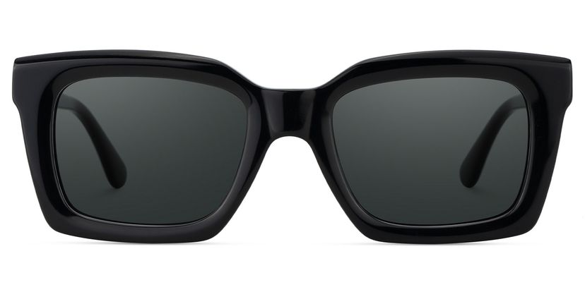 Solana Noir Rectangulaire lunettes de soleil