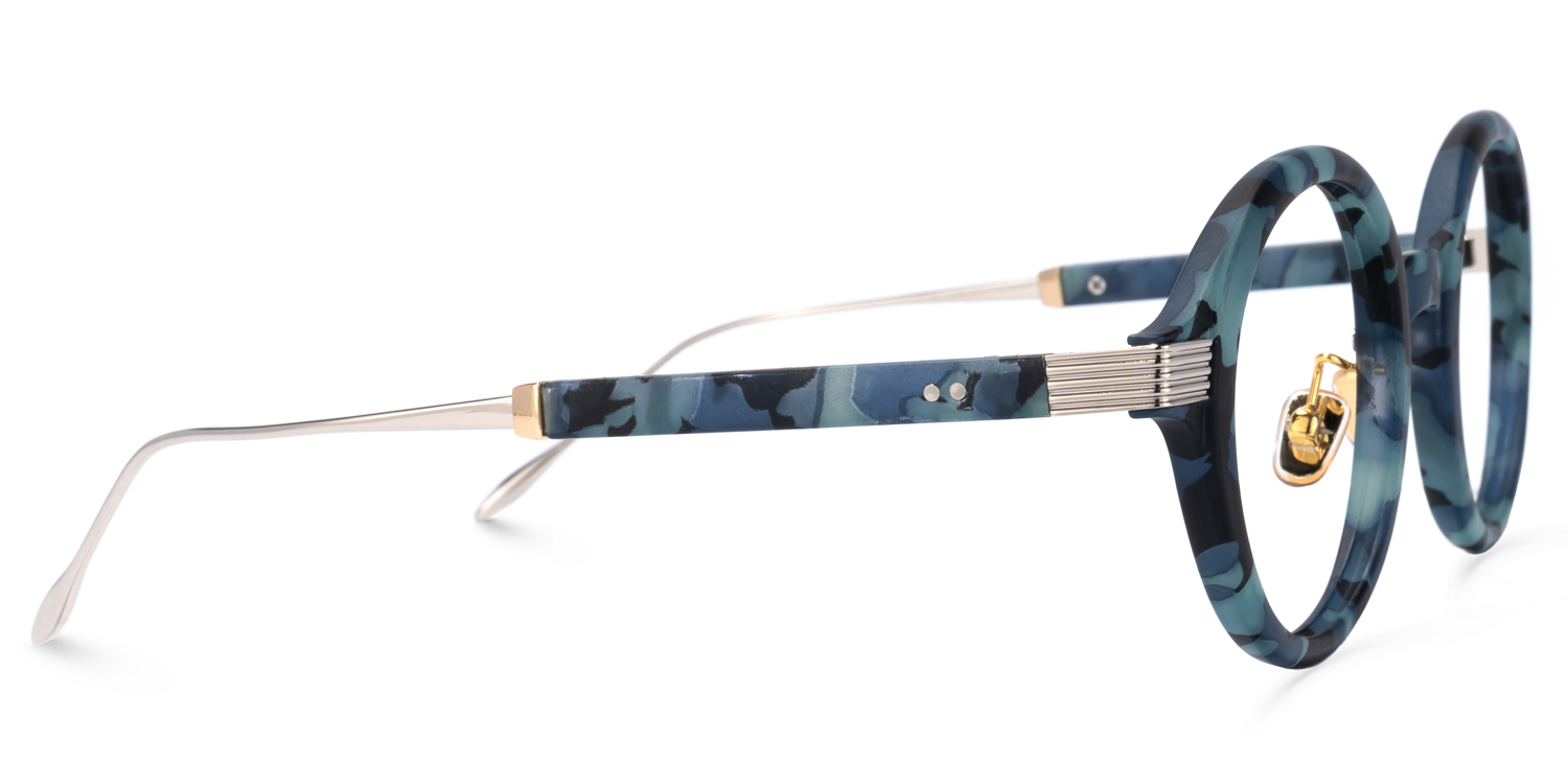 Basia Lunettes rondes écaille bleue2