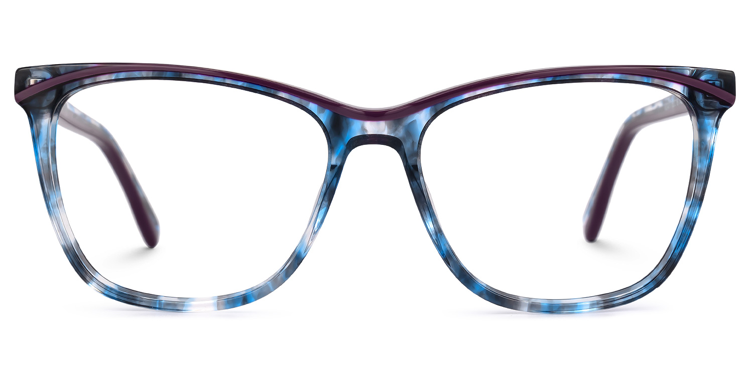 Mahalia Bleue Floral Rectangle Lunettes0