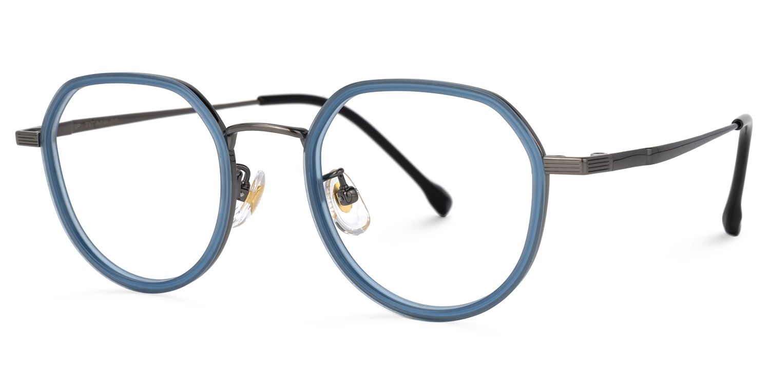 Niahm Bleue Géométrique Lunettes1