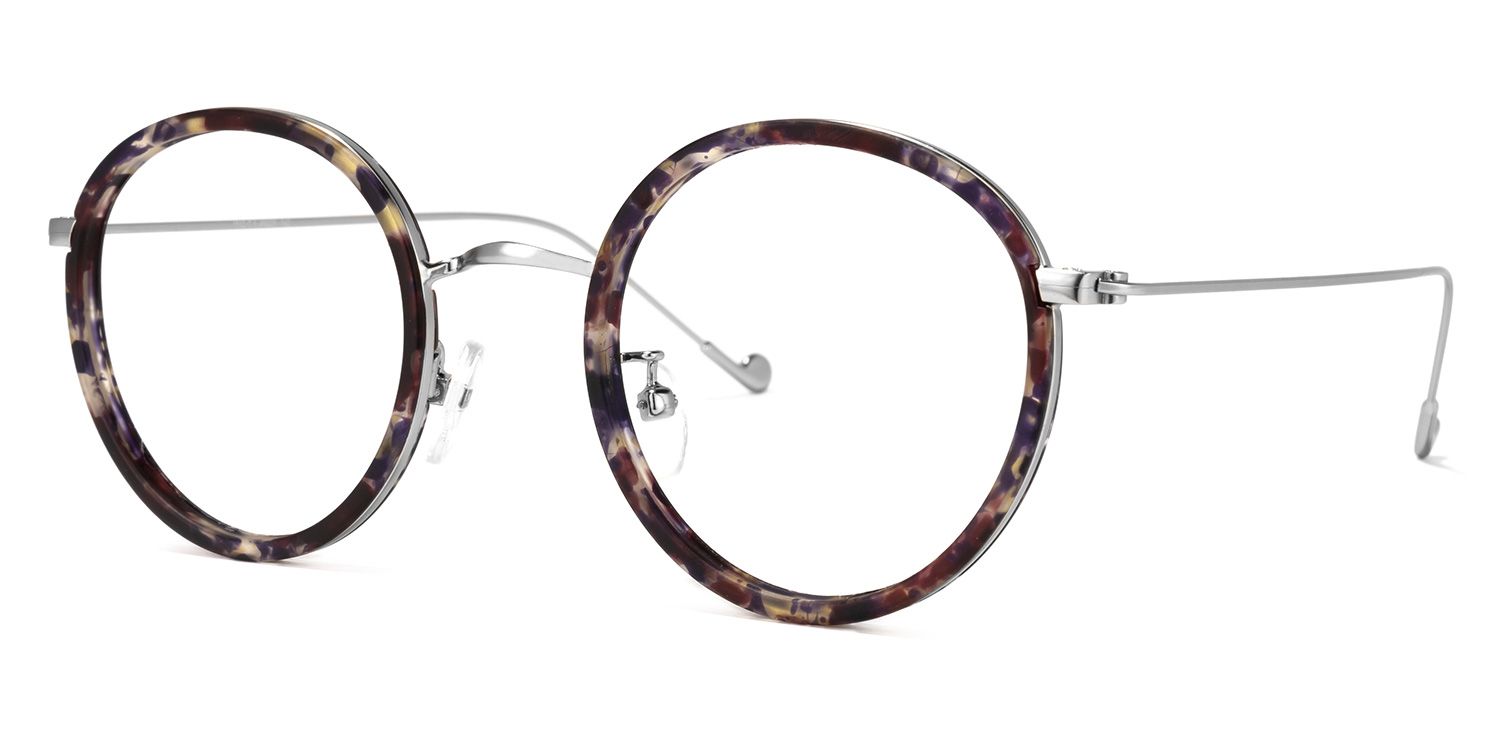 Alba Lunettes rondes Bleu Tortoise1