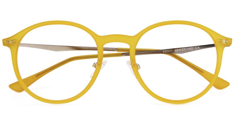 Dolores Lunettes rondes jaunes à monture pleine1