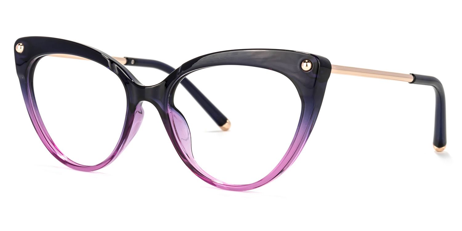 Alivia Noir Violet Cateye Lunettes2