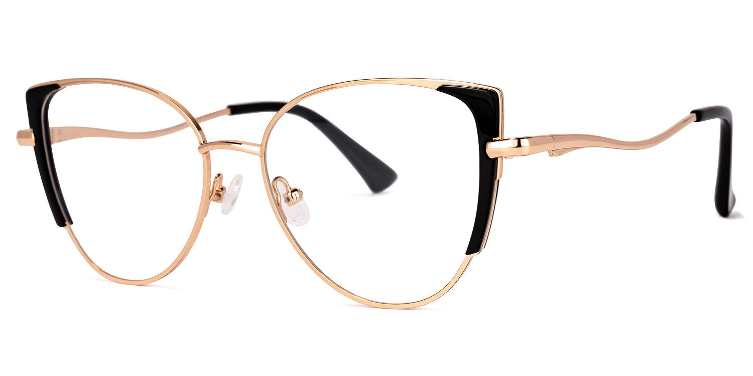 Raia Lunettes cateye en or noir1