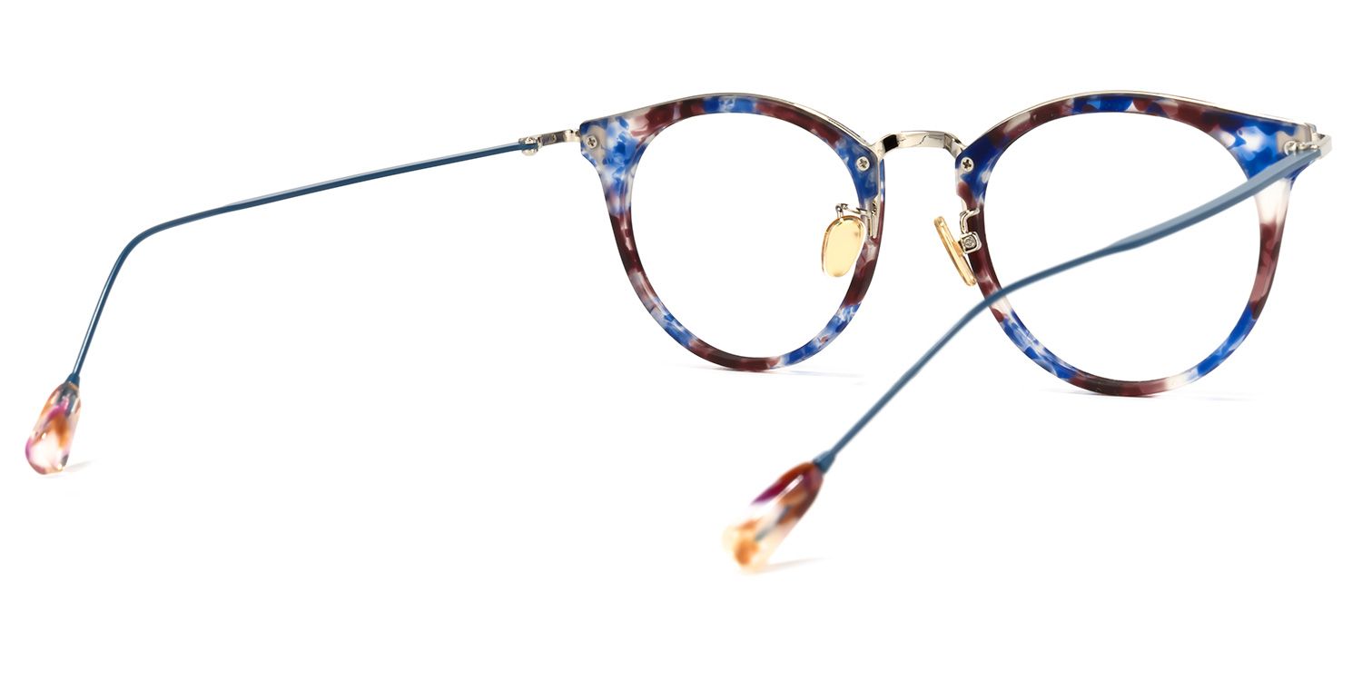 Qahira Lunettes rondes Bleu Tortoise3