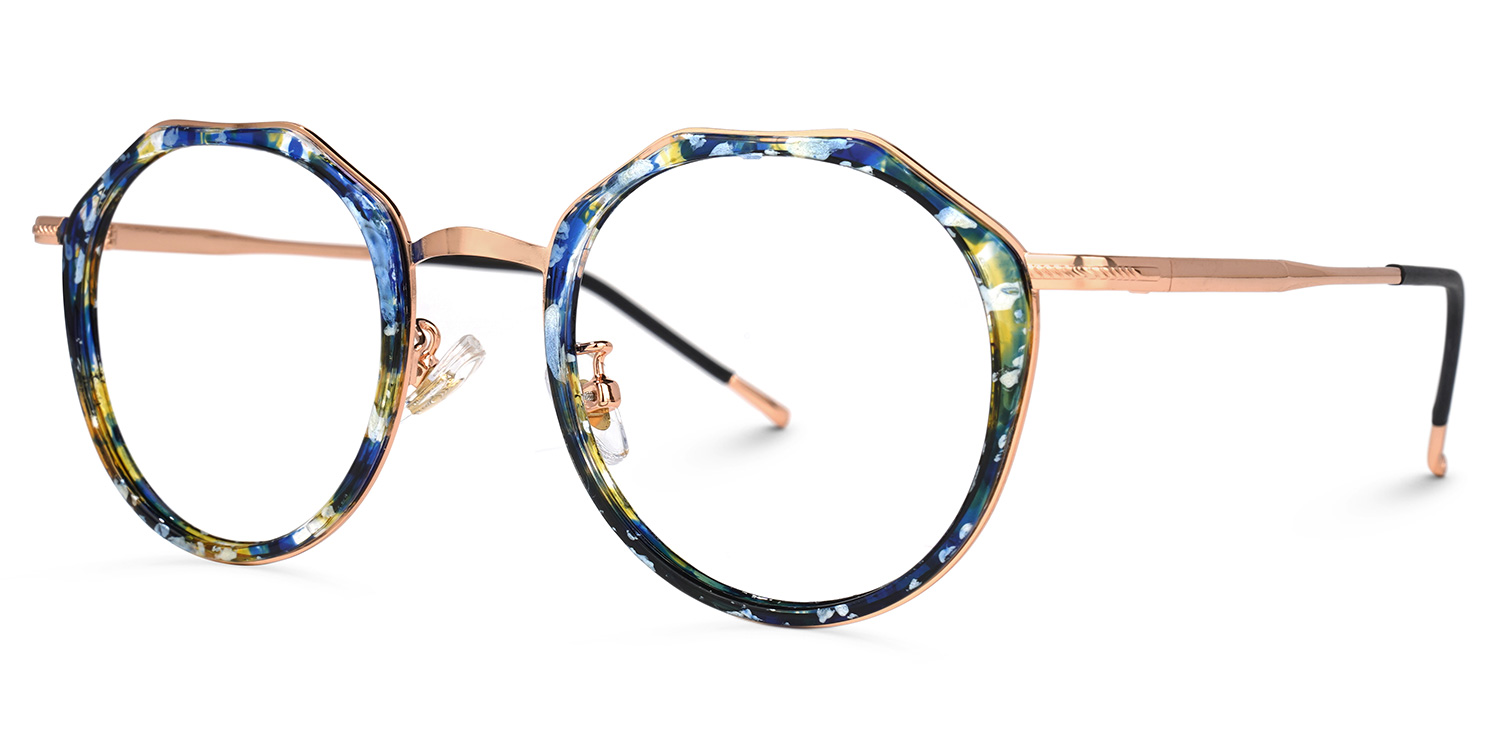 Gentry Bleue-Floral Géométrique Lunettes1