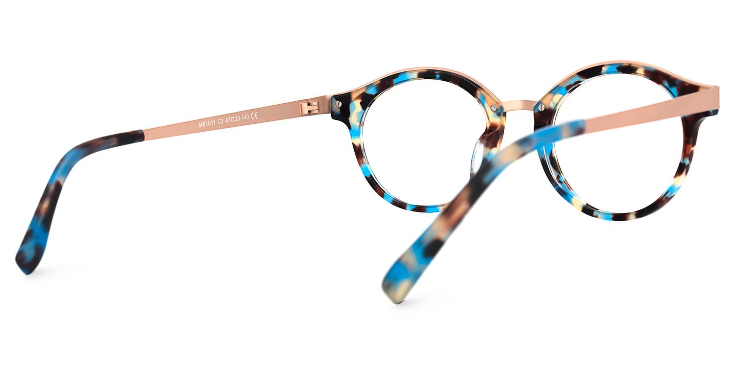 Mamie Bleue Floral Ronde Lunettes3