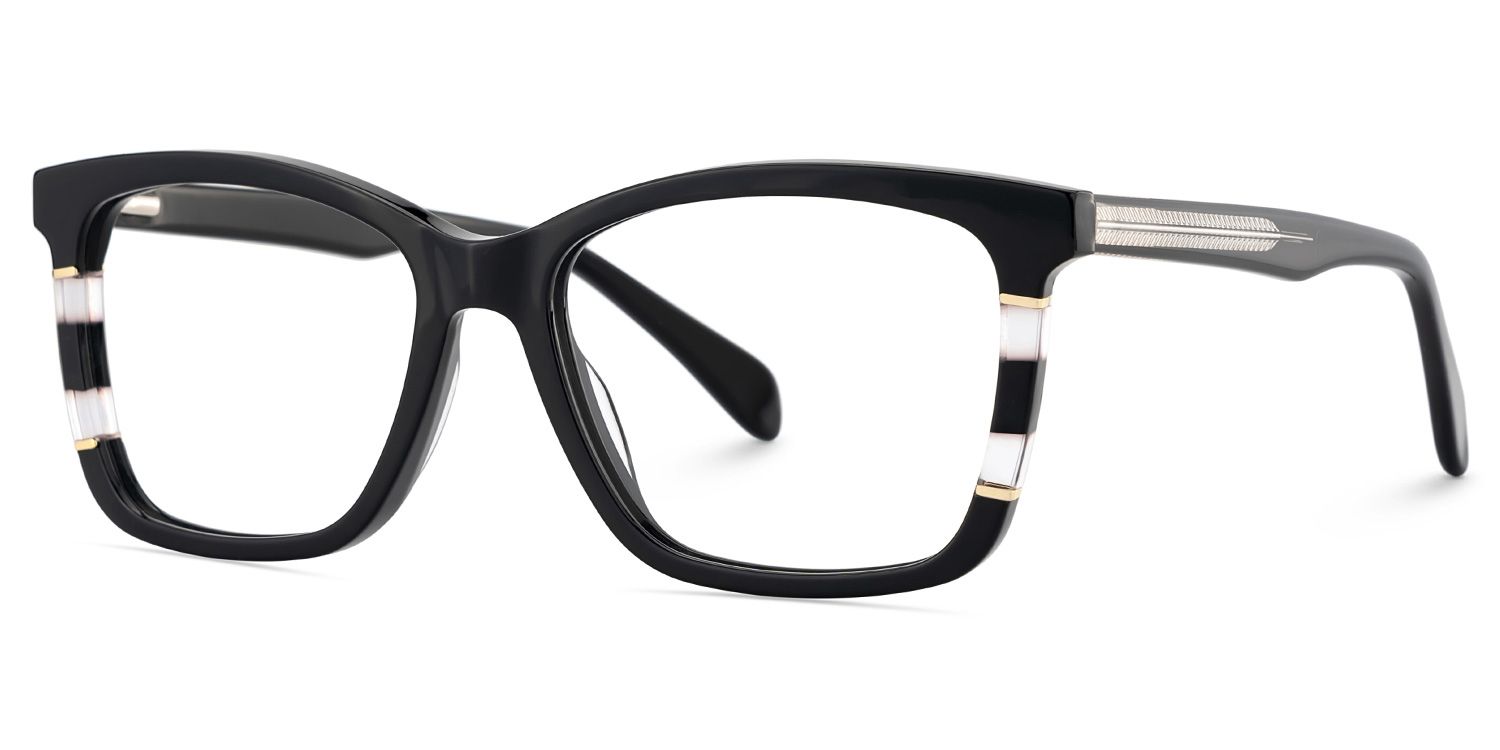 Clara Noir Rectangle Lunettes2