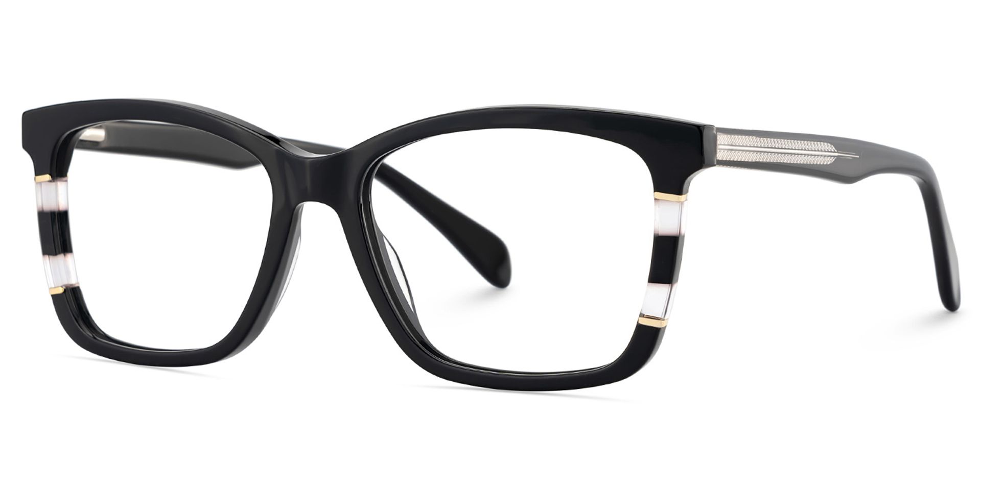 Clara Noir Rectangle Lunettes2