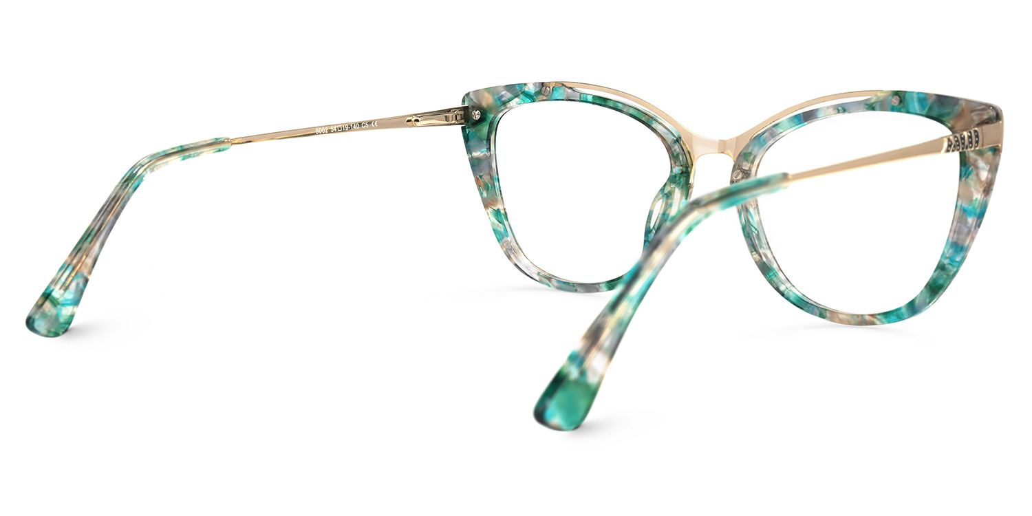 Kamara Vert-Floral Cateye Lunettes2