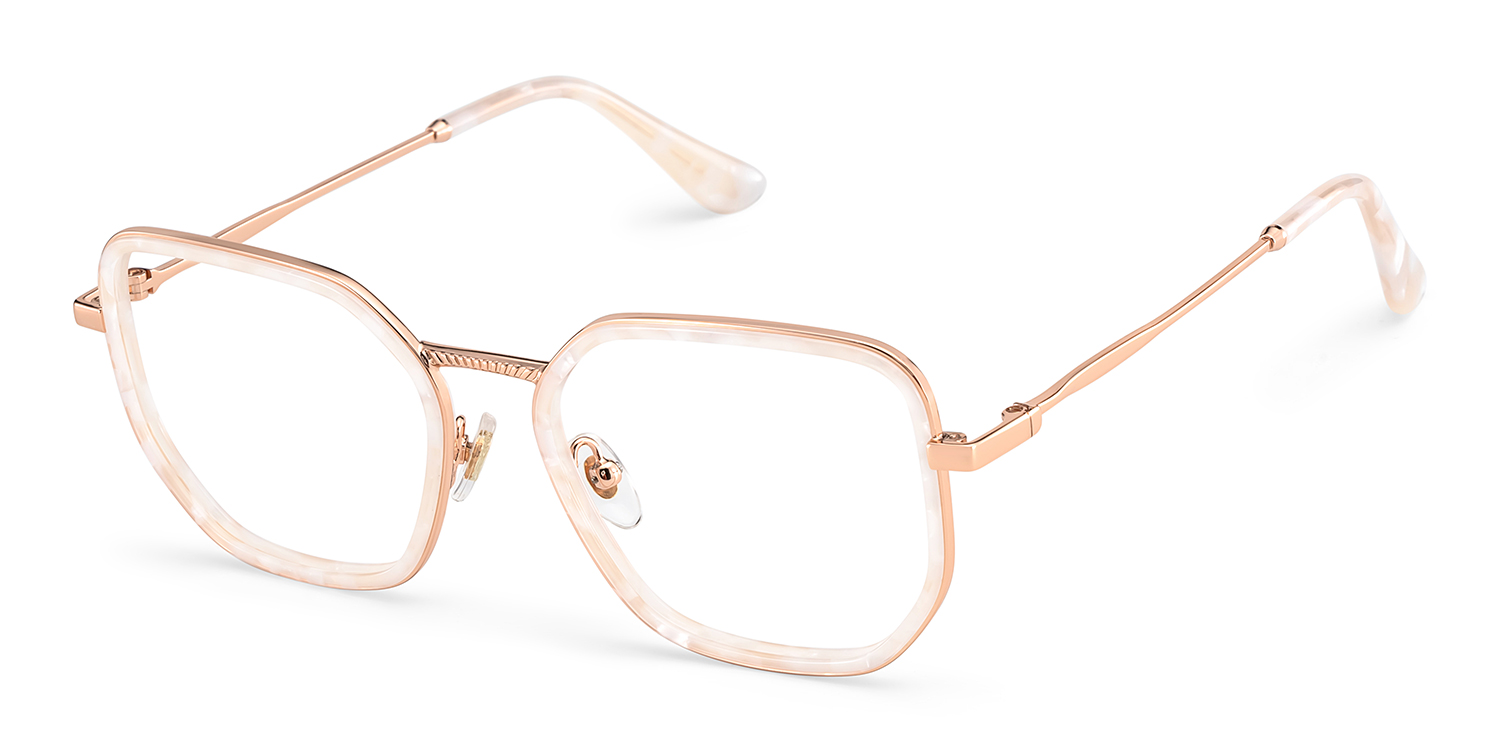 Levi Blanc Perlé Géométrique Lunettes3