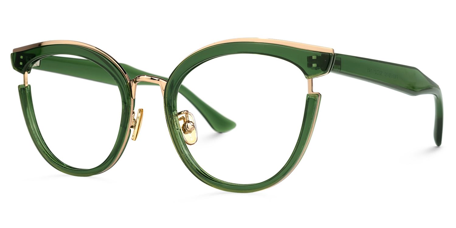 Laraine Vert Cateye Lunettes1