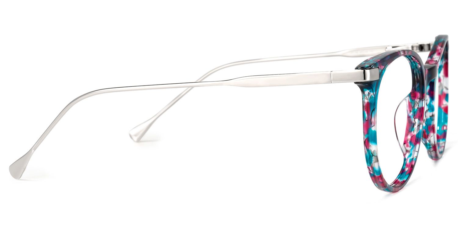 Lenid Bleu Floral Ronde Lunettes2