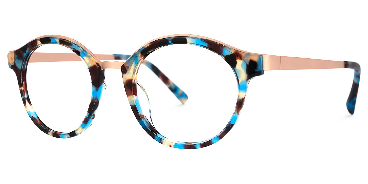 Mamie Bleue Floral Ronde Lunettes1