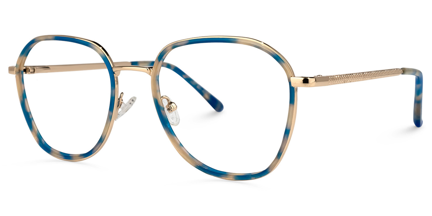 Janet Bleu Tortue Carré Lunettes1