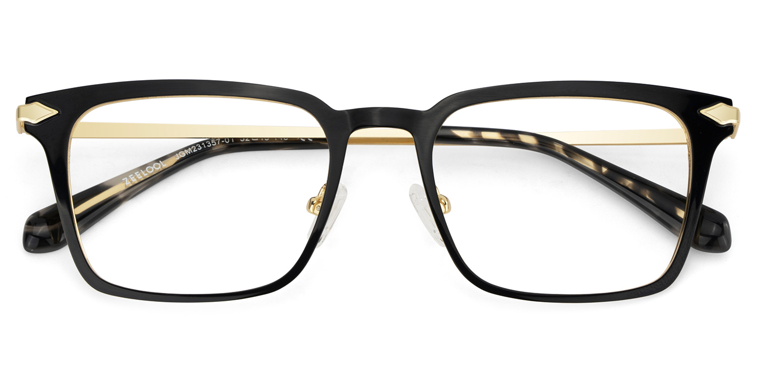 Chaney Noir Rectangle Lunettes2