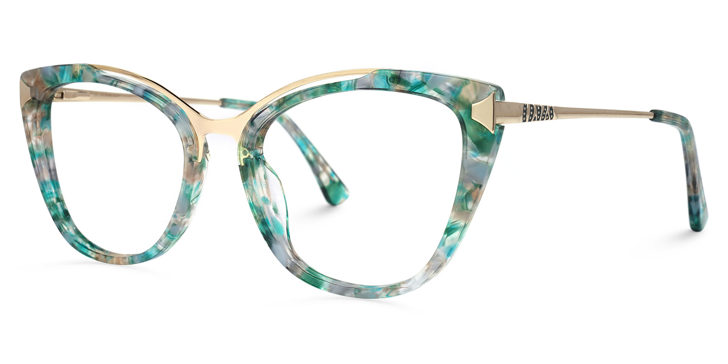 Kamara Vert-Floral Cateye Lunettes1