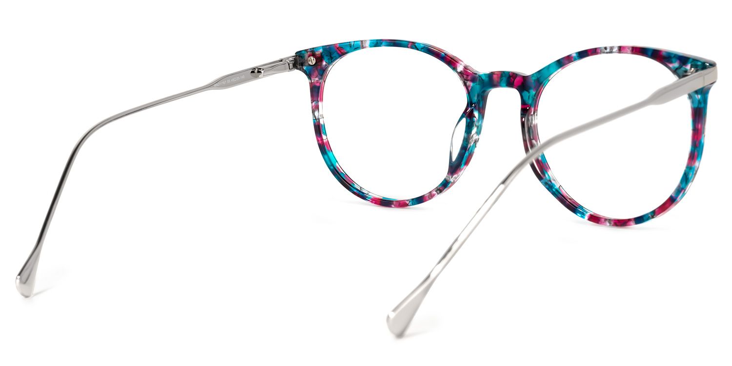Lenid Bleu Floral Ronde Lunettes3