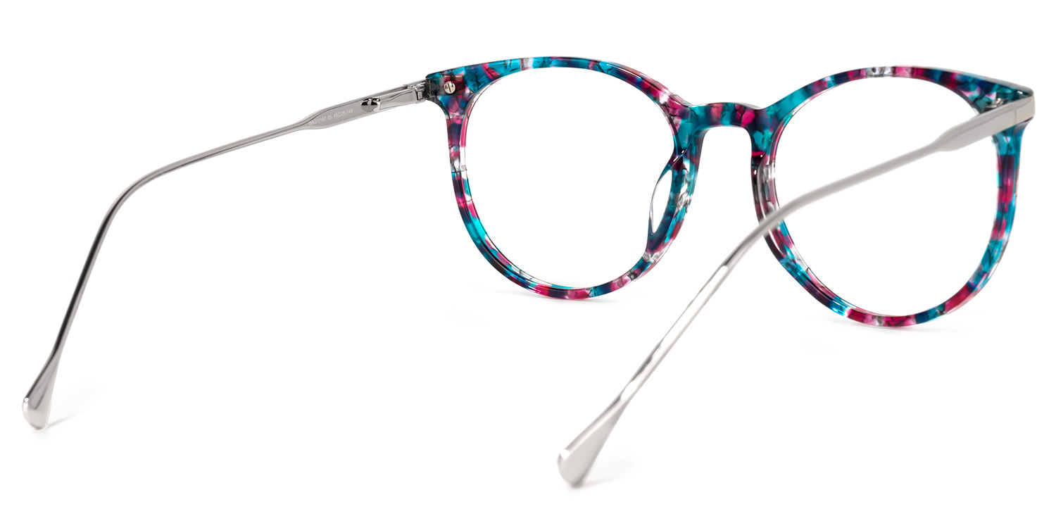 Lenid Bleu Floral Ronde Lunettes3