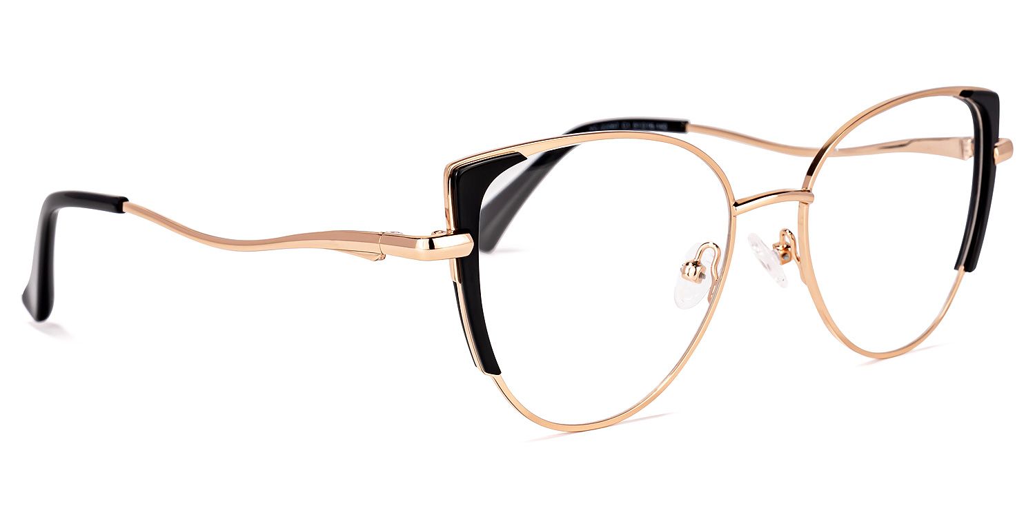 Raia Lunettes cateye en or noir2