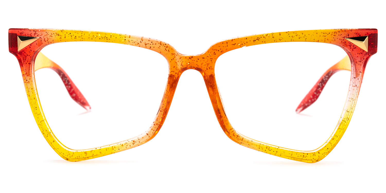 Cicely Orange Géométrique Lunettes0