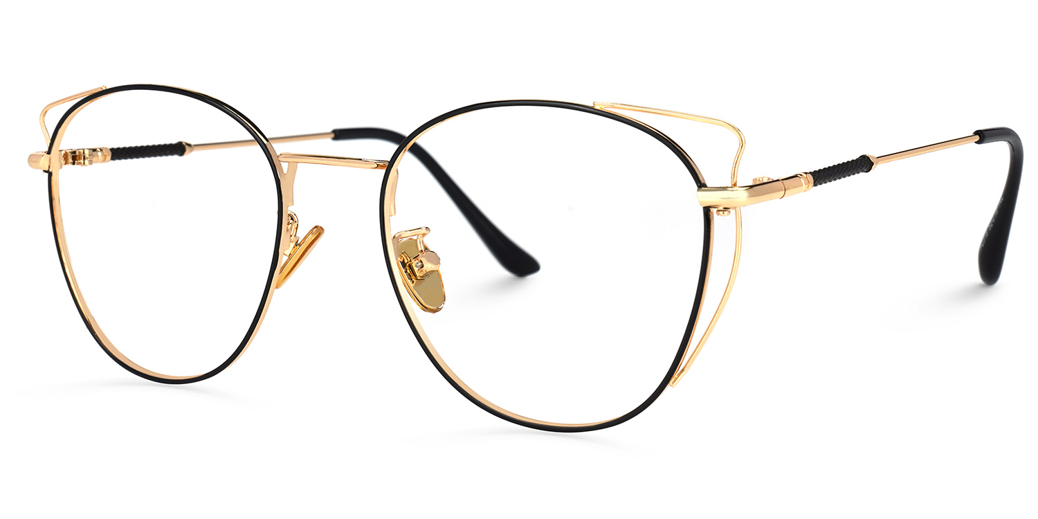 Delfina Noir Or Cateye Lunettes1