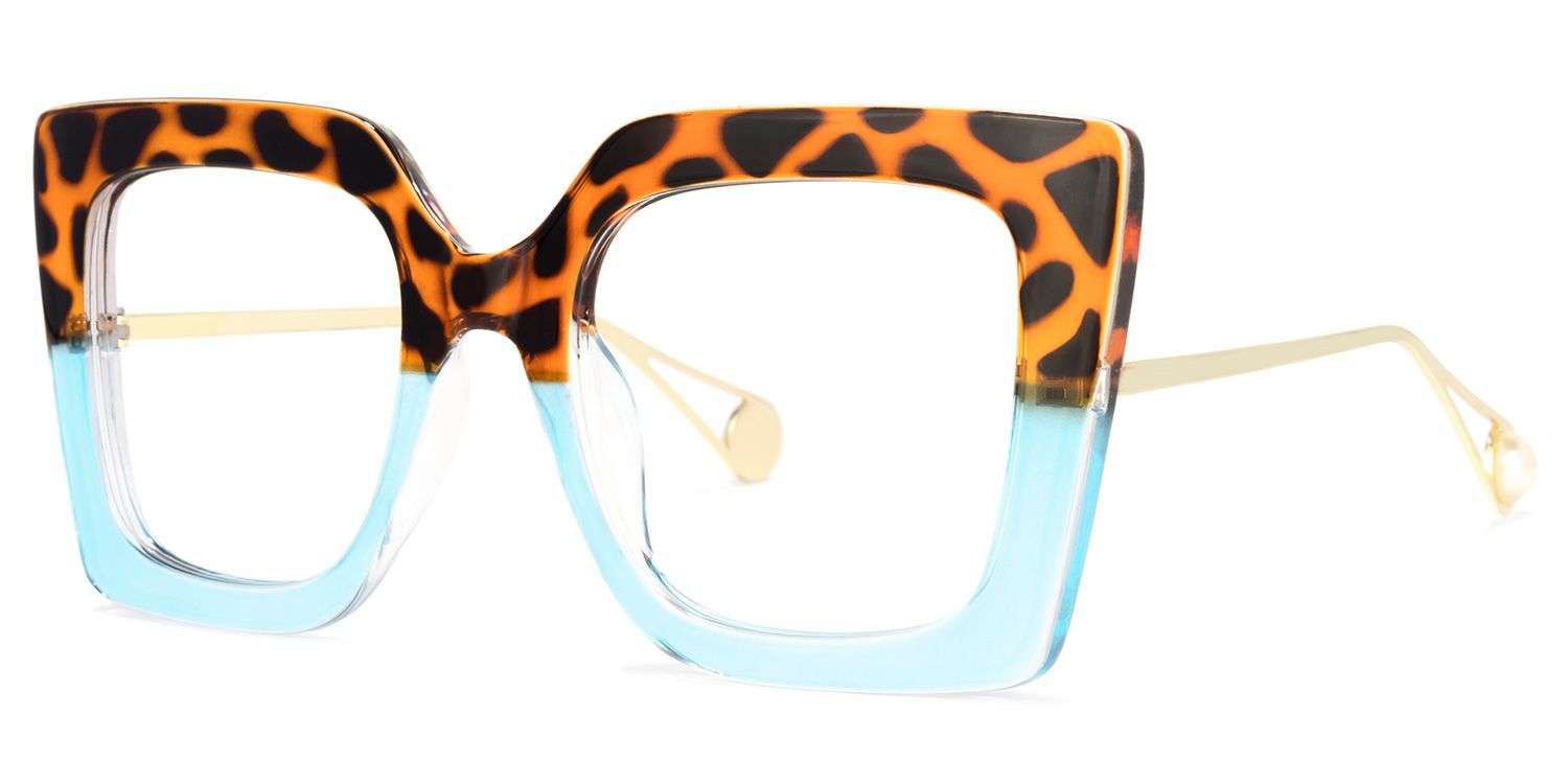 Qatar Bleue Tortue Carré Lunettes1