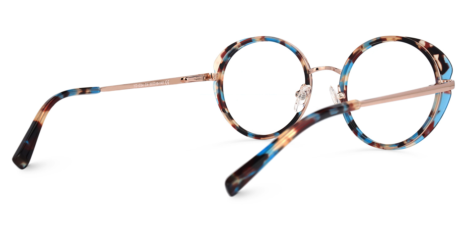 Layla Bleue Tortue Ronde Lunettes3