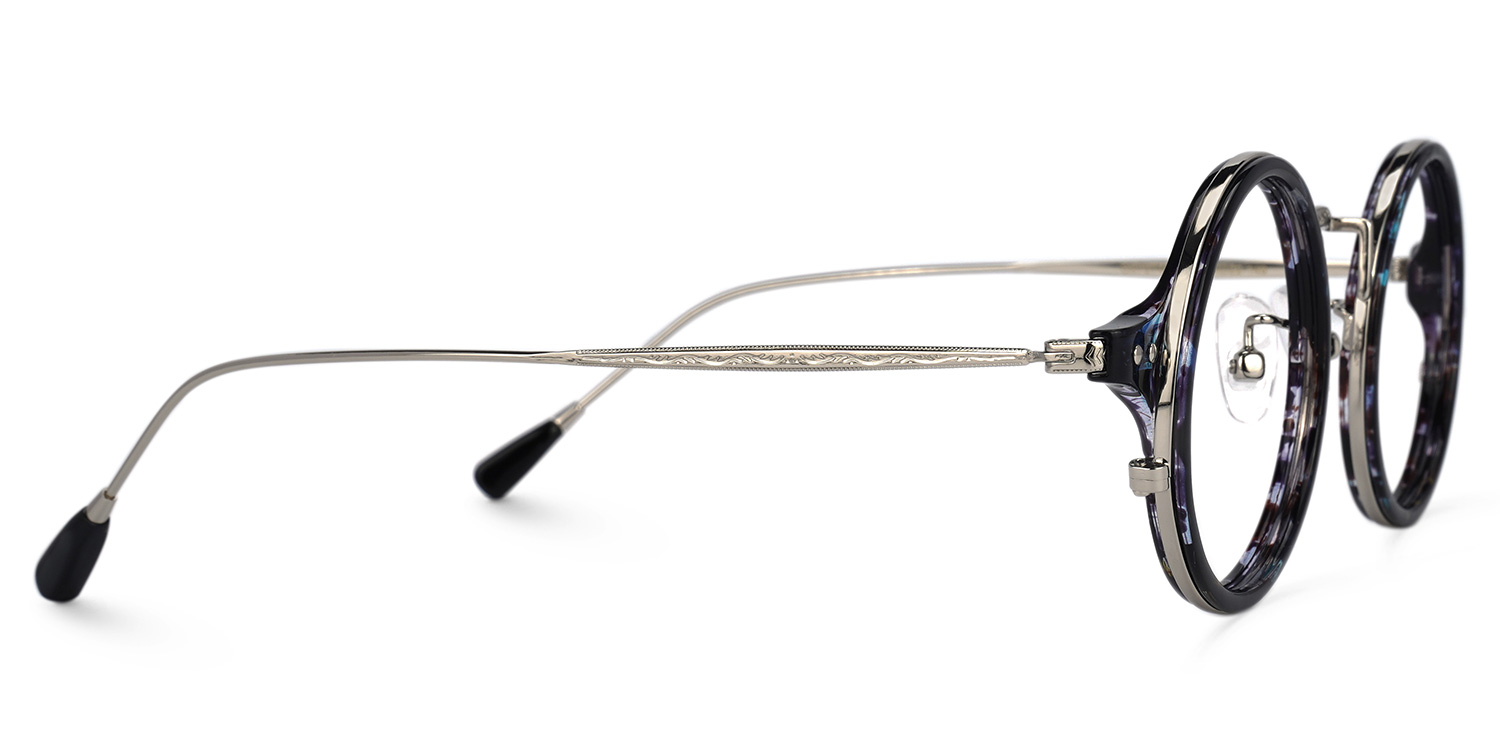 Hadassah Lunettes rondes à motif floral bleu2