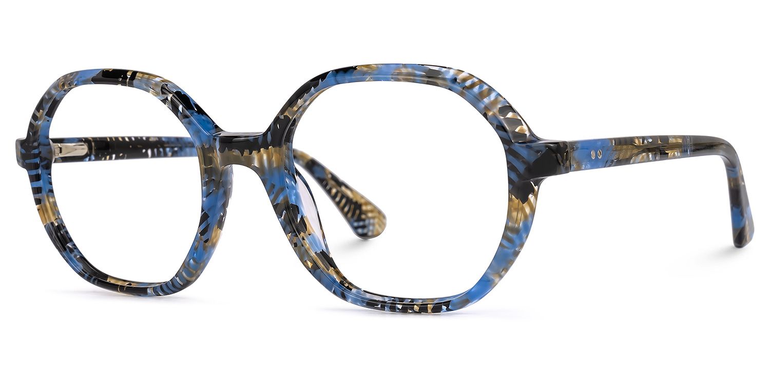 Selma Bleue Floral Géométrique Lunettes1