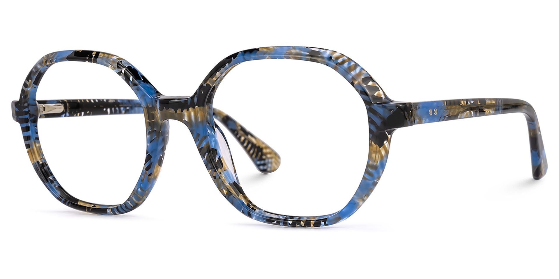 Selma Bleue Floral Géométrique Lunettes1