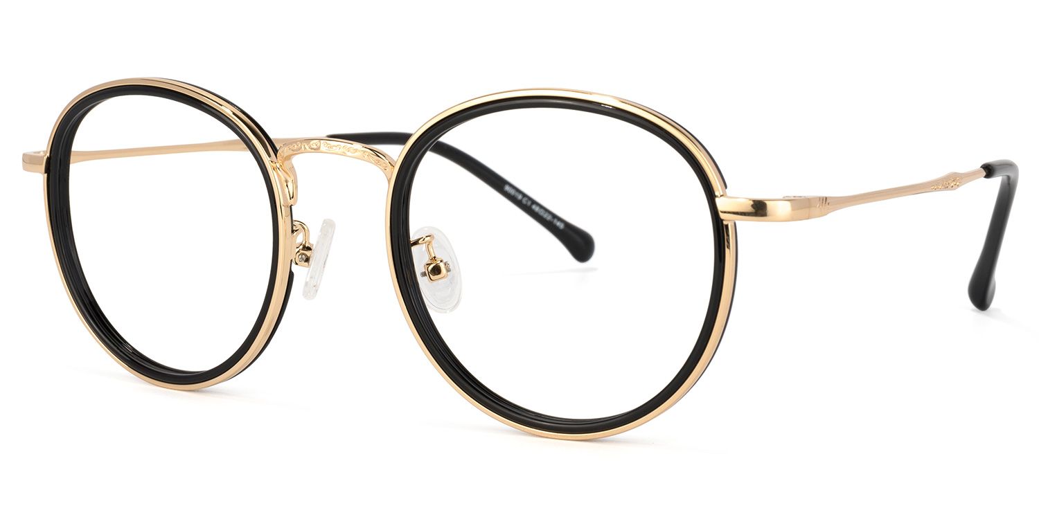 Taylor Lunettes rondes en or noir 1