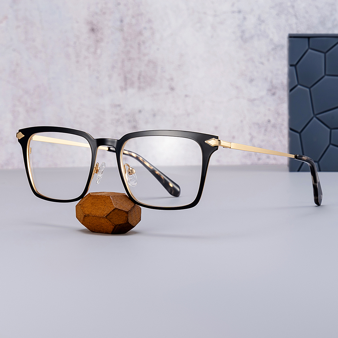 Chaney Noir Rectangle Lunettes1