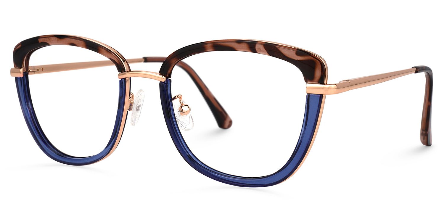 Adriana Bleu Rectangle Lunettes4