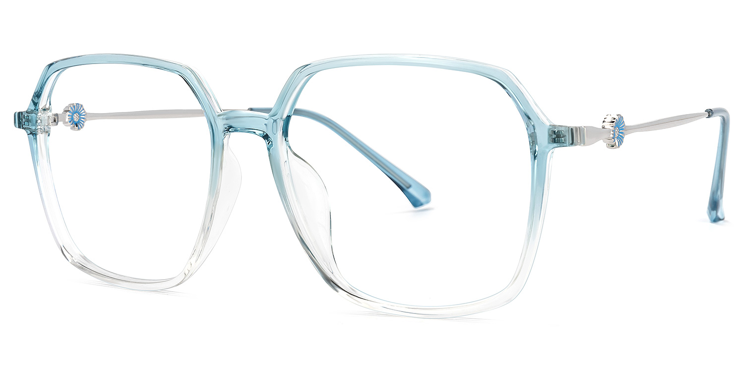 Alani Lunettes géométriques en cristal bleue1