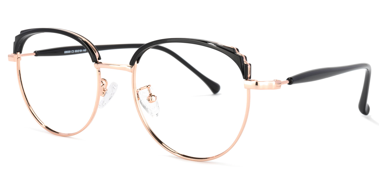 Wesley Noir Rose Ronde Lunettes2