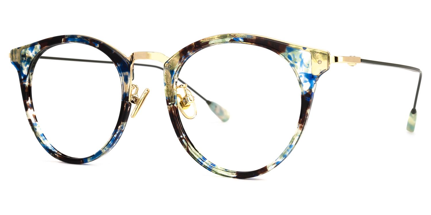 Liz Bleue Tortue Ronde Lunettes1