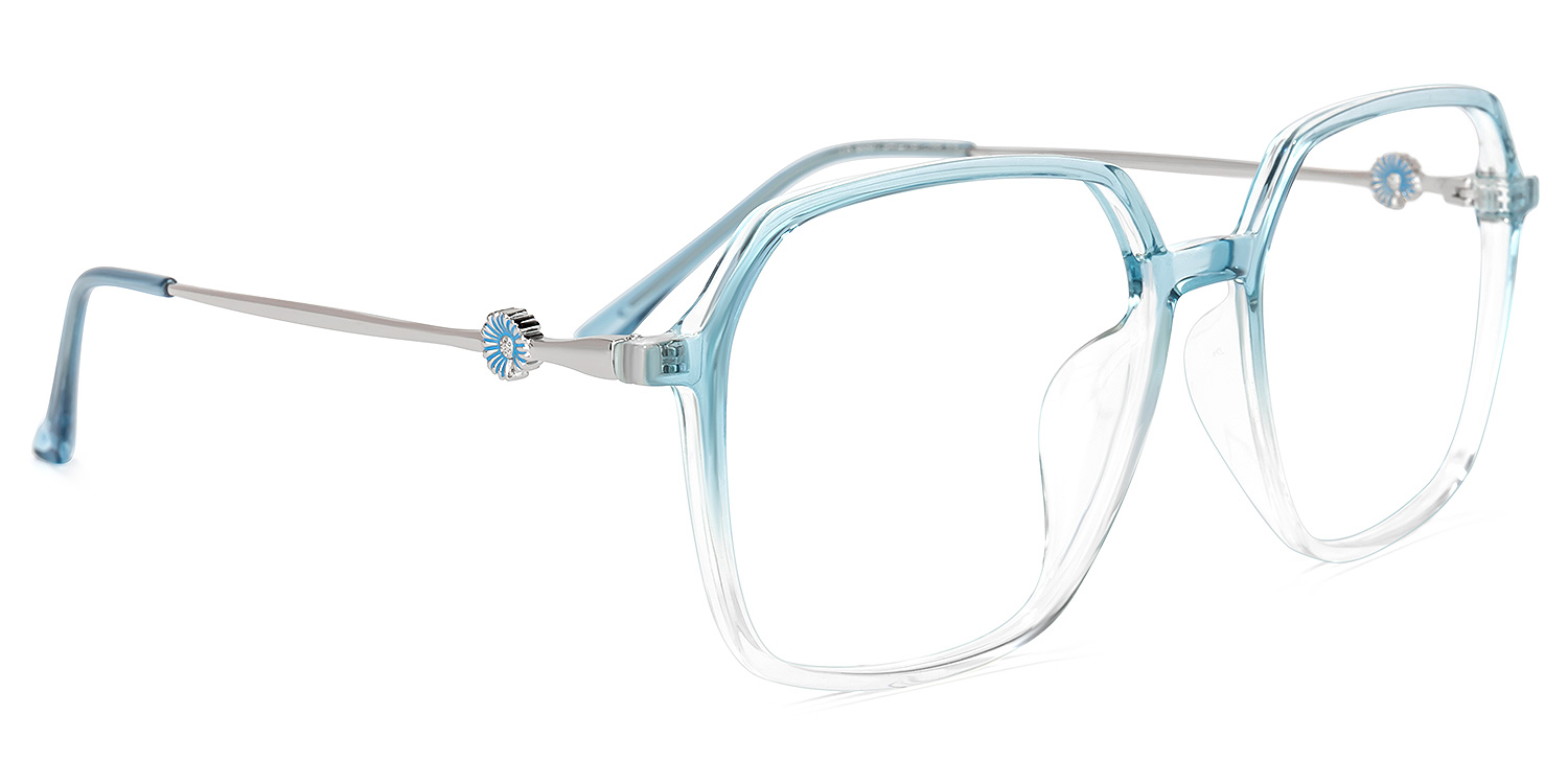 Alani Lunettes géométriques en cristal bleue2